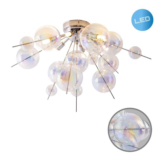 Näve G9 Deckenleuchte EXPLOSION Ø57cm chrome irisierend 1085130