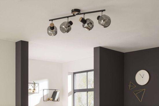 Näve E14 Deckenleuchte FUMOSO 80x10cm schwarz 1350222