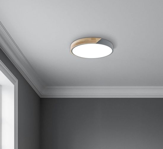 Näve LED Deckenleuchte BORNEO Ø31cm 12W Warmweiss grau 1360316