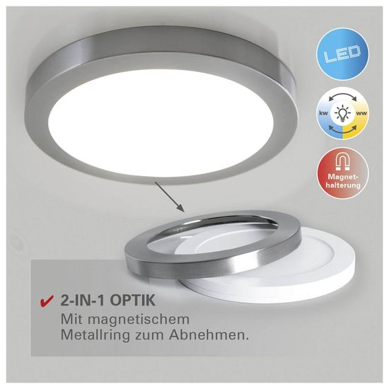 Näve LED Deckenleuchte BONUS Ø33cm 24W Steuerbare Lichtfarbe chrome RGB 1366042