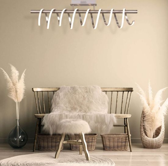 Näve LED Deckenleuchte BELLEZA 100x20cm 35W Warmweiss stahl-blank 1374350