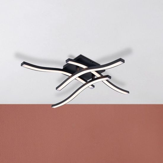 Näve LED Deckenleuchte ONDA 45x45cm 24W Warmweiss schwarz 1383222