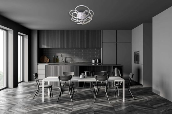 Näve LED Deckenleuchte RIZADO Ø57cm 49,48W Warmweiss stahl-blank dimmbar 1386850