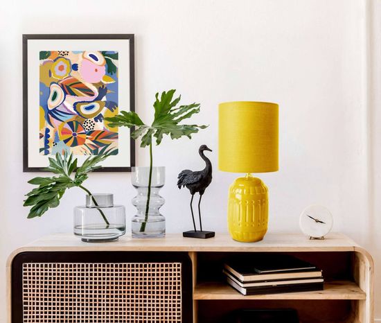 Näve E14 Tischleuchte ERIDA Ø13,5cm gelb 3188315