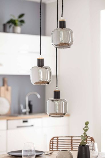 Näve E14 Pendelleuchte FUMOSO Ø20cm schwarz 6116722