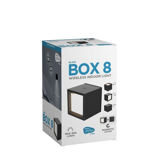 NewGarden BOX 8 BLACK LED Wand-/Deckenleuchte Eckig kabellos USB schwarz