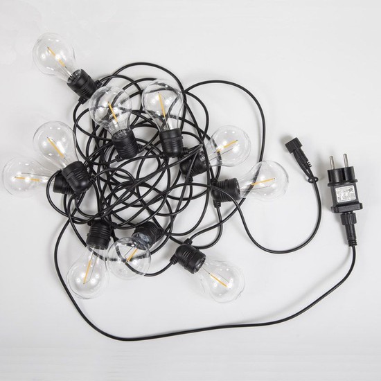 NewGarden ALLEGRA LED Lichterkette schwarz 8m für Balkon und Garten E27 Innen & Außen IP44