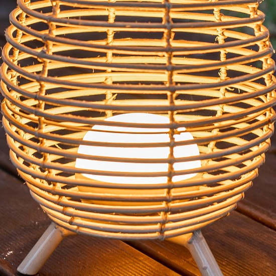 NewGarden BOSSA 30 LED Rattan Outdoor-Tischleuchte Akku für Garten und Balkon Innen & Außen IP54