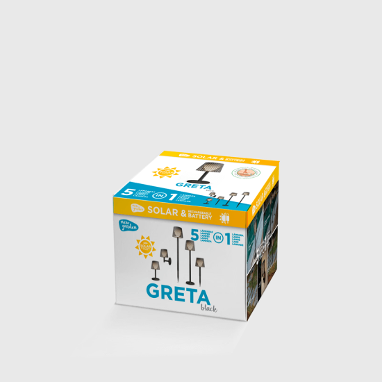 NewGarden GRETA LED Solar Leuchte aus recyceltem Material schwarz, höhenverstellbar Innen & Außen IP65