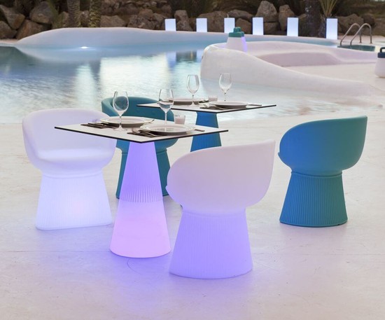 NewGarden ITACA 60 LED Solar Tisch für Garten, Terrasse 60cm + Akku, RGB, Fernbedienung Innen & Außen IP65
