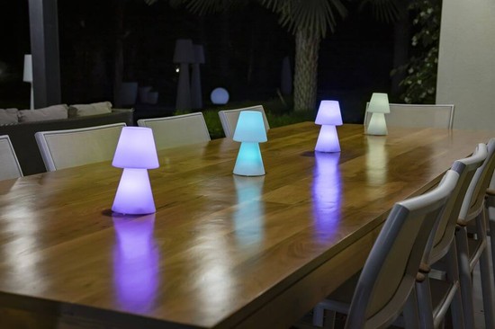 NewGarden LOLA 20 LED Tischleuchte 20cm Weiss + RGB, Akku Innen & Außen IP44