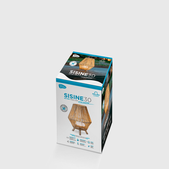 NewGarden SISINE 32 LED kabellose Tischleuchte Naturfaser 30cm Akku + Fernbedienung Innen & Außen IP54