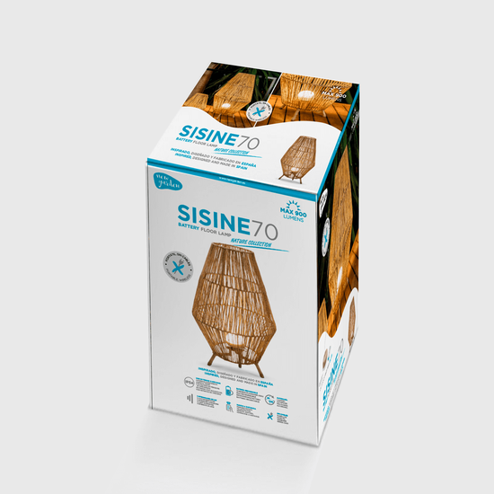 NewGarden SISINE 70 LED Stehlampe Naturfaser 70cm dimmbar + Controller E27 Innen & Außen IP65