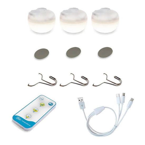 NewGarden BOMBILLA MINI CHERRY LED Mini Leuchthalbkugel, 3er-Pack, Akku, USB, Außen, dimmbar IP54