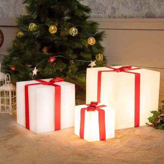NewGarden GIFTY 40 LED Weinachts-Leuchtwürfel 40cm, Akku, Solar, Außen & Innen IP65