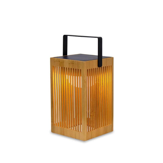 NewGarden OKINAWA LED tagbare Solar Laterne, Bambus, Fernbedienung IP54