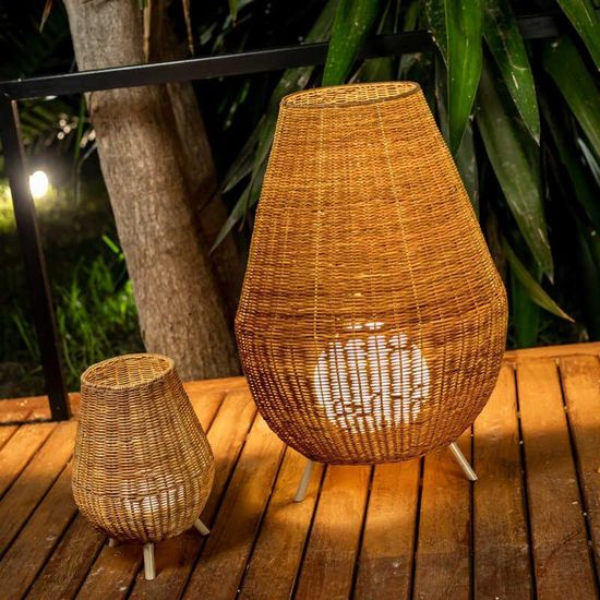 NewGarden SAONA 70 Stehleuchte, Naturfaser-Standlampe, Fernbedienung, E27