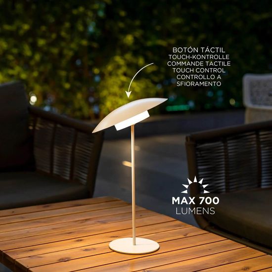 NewGarden SARDINIA 40 LED Akku-Tischlampe weiss, kabellos für Outdoor, Garten IP44