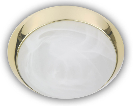 Niermann E27 Deckenleuchte Alabaster-Glas, Messing poliert, 30cm, Made in Germany