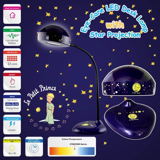 Niermann Prinz LED Lese-Tischleuchte 21fach Tageslichtweiss dimmbar 6,3W Blau