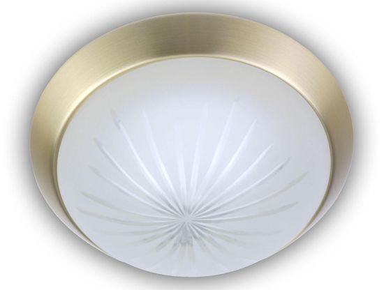 Niermann E14 Deckenleuchte Schliffglas satiniert, Messing matt, 25cm, Made in Germany