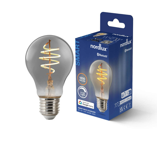 Nordlux 2280012747 SmartE27 A60 LED E27 Leuchtmittel 4,7W Dimmbar Extra-warmweiss Rauchfarben