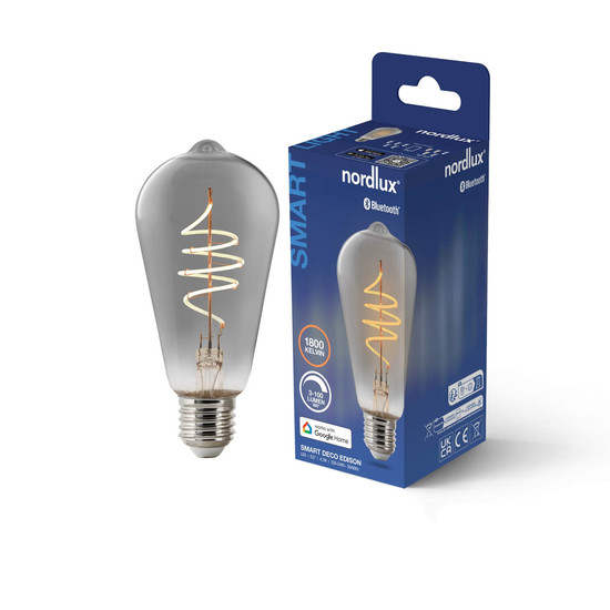 Nordlux 2280022747 SmartE27 ST64 LED E27 Leuchtmittel 4,7W Dimmbar Extra-warmweiss Rauchfarben
