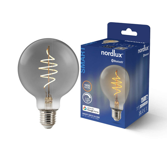 Nordlux 2280162747 SmartE27 G95 LED E27 Leuchtmittel 4,7W Dimmbar Extra-warmweiss Rauchfarben