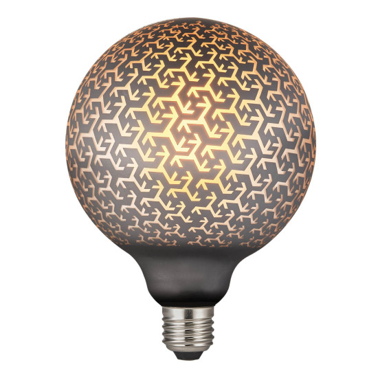 Nordlux 2290012703 DecoE27 G125 Pattern Dim LED E27 Leuchtmittel 6W Dimmbar Extra-warmweiss Schwarz
