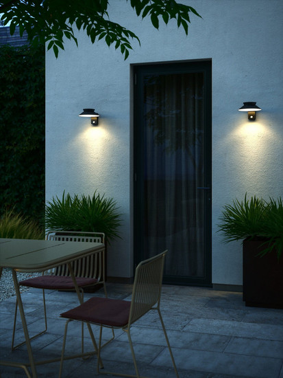 Nordlux JUSTINA Solar LED Aussen-Wandleuchte Warmweiss 5W Schwarz IP44 2418071003