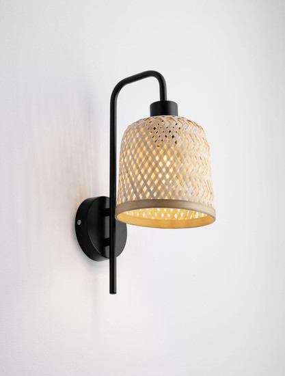 Nova Luce Wandleuchte Intra E27 Natur Schwarz Metall Bambus 36x22cm 9001088