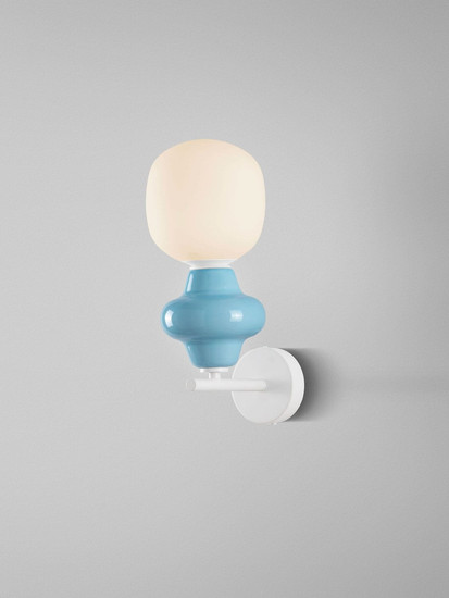 Nova Luce Wandleuchte Clio E14 Blau Weiß Opal Glas Metall Ø19cm 9009124