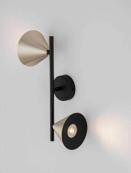 Nova Luce Wandleuchte Conico 2-flammig 2xGU10 Gold Schwarz Aluminium 34x19,5cm 9011428