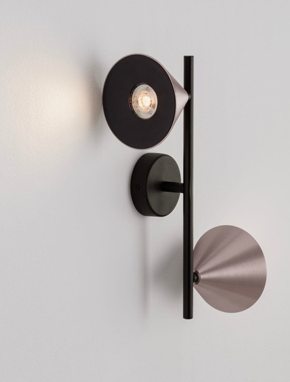 Nova Luce Wandleuchte Conico 2-flammig 2xGU10 Kaffeebraun Schwarz Aluminium 34x19,5cm 9011429