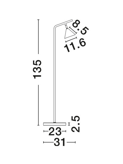 Nova Luce Stehleuchte Conico schwenkbar GU10 Gold Schwarz Aluminium 135cm 9011436
