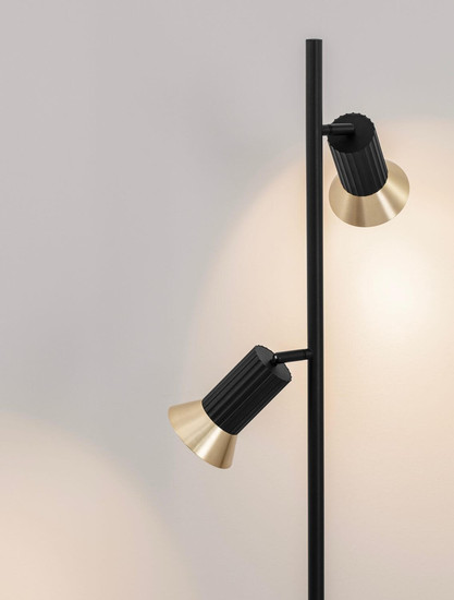 Nova Luce Stehleuchte Luvia schwenkbar 2-flammig 2xGU10 Gold Schwarz Aluminium 154cm 9011450