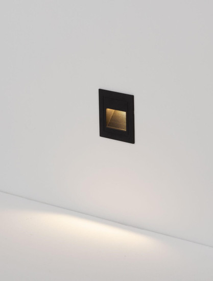 Nova Luce LED Wandeinbauleuchte Mono 3W warmweiss 3000K IP65 Schwarz Aluminium 6x6cm 9026145