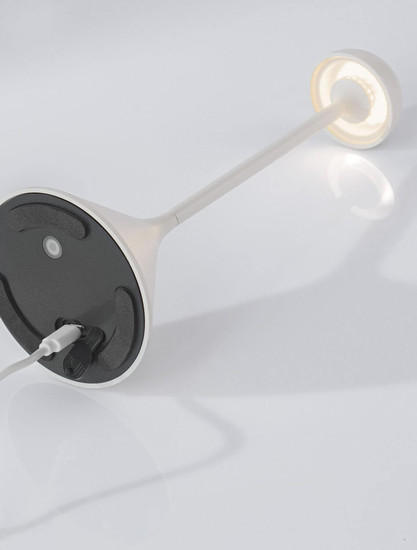 Nova Luce LED Akku-Tischleuchte Dalt dimmbar 1W warmweiss 3000K USB IP54 Weiß Aluminium Ø9,5cm 9030144