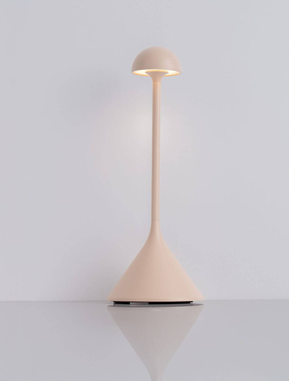 Nova Luce LED Akku-Tischleuchte Dalt dimmbar 1W warmweiss 3000K USB IP54 Creme Aluminium Ø9,5cm 9030147