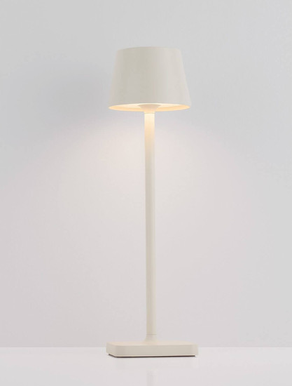 Nova Luce LED Akku-Tischleuchte Deck dimmbar 2W warmweiss 3000K USB IP54 Weiß Aluminium Ø8,5cm 9030562