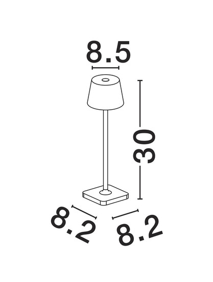 Nova Luce LED Akku-Tischleuchte Deck dimmbar 2W warmweiss 3000K USB IP54 Cortenstahl Aluminium Ø8,5cm 9030563