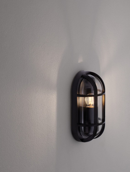 Nova Luce Außen-Wandleuchte Amel E27 IP65 salzwasserfest Schwarz Aluminium 27x14cm 9030578