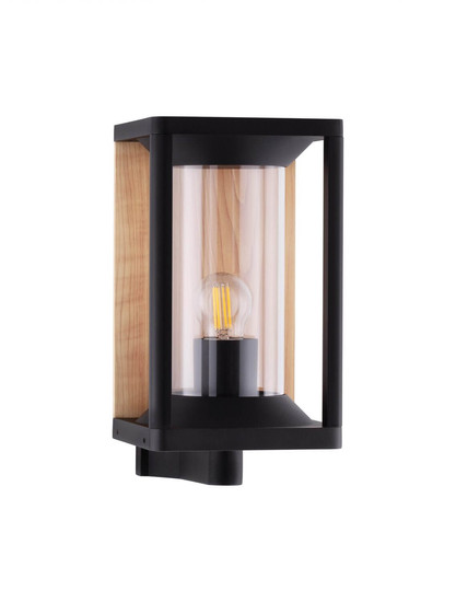 Nova Luce Außen-Wandleuchte Pacific E27 IP65 Schwarz Holz Aluminium 28x21cm 9030601
