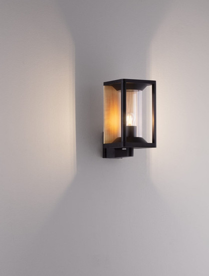 Nova Luce Außen-Wandleuchte Pacific E27 IP65 Schwarz Holz Aluminium 28x21cm 9030601