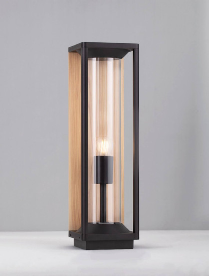 Nova Luce Wegeleuchte Pacific E27 IP65 Schwarz Holz Aluminium 50cm 9030604