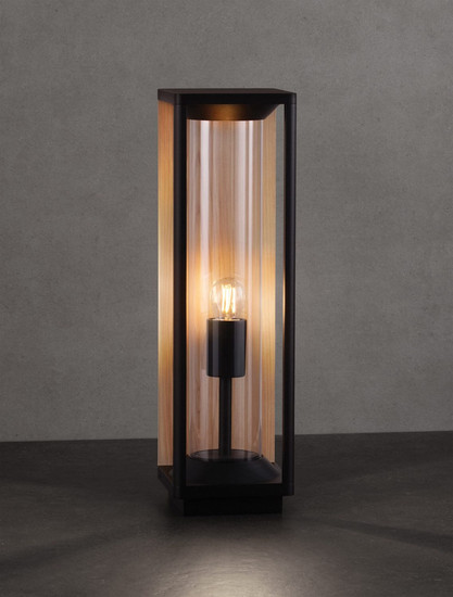 Nova Luce Wegeleuchte Pacific E27 IP65 Schwarz Holz Aluminium 50cm 9030604
