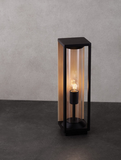Nova Luce Wegeleuchte Pacific E27 IP65 Schwarz Holz Aluminium 50cm 9030604