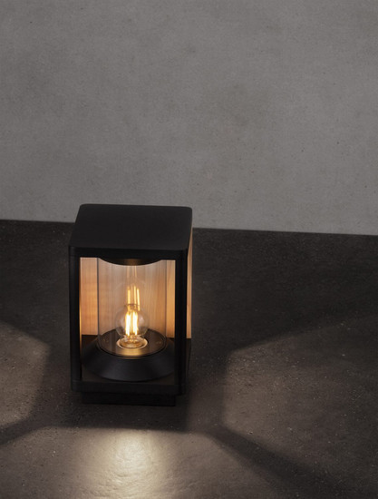 Nova Luce Sockelleuchte Pacific E27 IP65 Schwarz Holz Aluminium 22cm 9030605