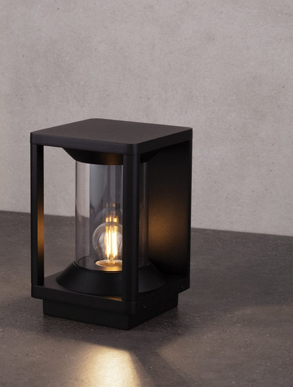 Nova Luce Sockelleuchte Pacific E27 IP65 Schwarz Aluminium 22cm 9030606