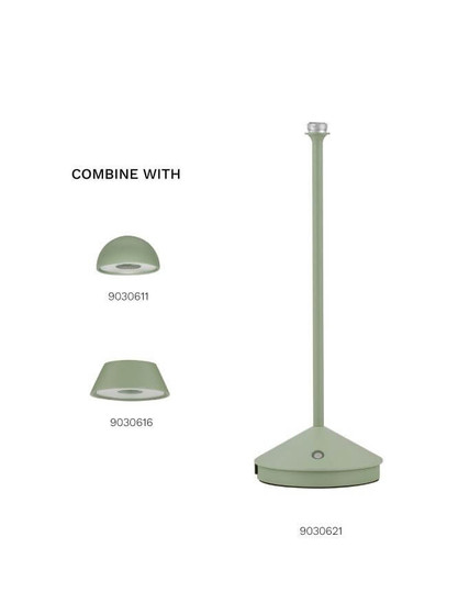 Nova Luce Standfuß für Akku-Tischleuchte Lumo dimmbar USB IP54 Olivgrün Aluminium Ø12cm 9030621